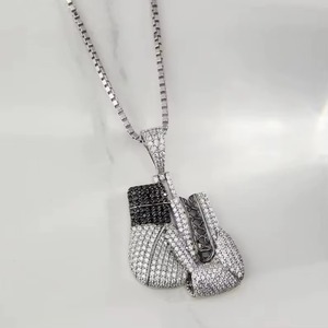 Hot Selling Gold Plated Boxing <b>Gloves</b> Solid 925 <b>Silver</b> Full Iced Out Moissanite Luxury Party Pendant for Men Women - Product Image 4