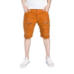 Pantalones cortos vaqueros elásticos para hombre, Vaqueros cortos ajustados con diseño bordado para verano - Product Image 1