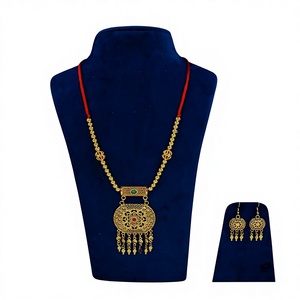 Luxury Exquisite Fashionable Middle Eastern Dubai <b>Wedding</b> Jewelry Sets Ethnic Copper Alloy Gold-Plated Women's Necklace Earrings - Product Image 1