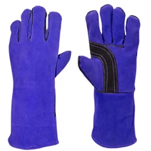 Leather Welding <b>Gloves</b> Full Thumb Cotton Liner TIG Application Molten Metal Splash Test B Black Reinforcement Panel Customizable - Product Image 5