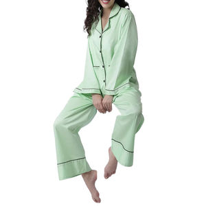 Conjuntos de Pijamas de Seda/Algodón Satinado para Mujer, Elegantes y Personalizados, Manga Corta, Ropa de Dormir y para Estar en Casa - Product Image 1