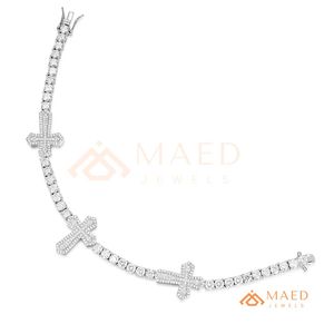 Silver Cross Tennis Bracelet Moissanite Luxury Religious Chain Bracelet For <b>Men</b> Women Fine Jewelry Gift Style - Product Image 5
