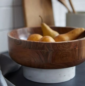 Luxury Travertine Style Decorative Bowl With Pedestal Base Modern Stone Fruit Bowl Centerpiece <b>Tabletop</b> Bowl Living Room Dining - Product Image 6