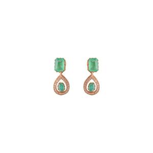 Pendientes de Plata de Ley 925 Gajaah con Esmeralda Verde Real para Mujer, Juego de Pendientes para Boda, Compromiso o Fiesta, Regalo - Product Image 2