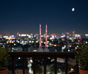 Velas Cónicas Florales Rosas Pintadas a Mano, Material WAXWARE, Edición Navidad y Pascua, Elegante Juego de Decoración Inspirado en el Jardín (2) - Product Image 2