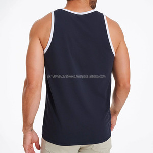 Vêtements de sport pour hommes en gros avec logo personnalisé, débardeurs de course en coton doux et amples avec poche - Product Image 6