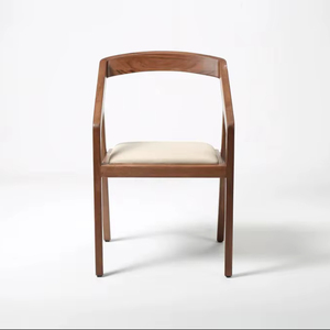 เก้าอี้ทานข้าวไม้สไตล์มินิมอลพร้อมที่วางแขนแบบแกะสลักและเบาะนั่งสบายสำหรับการตกแต่งภายในสไตล์ร่วมสมัย - Product Image 2