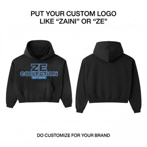 Sudadera con Capucha Premium de Algodón Fleece 350GSM para Hombre, Corte Holgado, Ecológica, con Lavado Ácido, Color Negro Carbón, Logotipo en Relieve en la Parte Delantera - Product Image 1