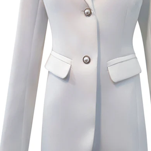 Blazer unisexe élégant blanc de qualité supérieure, coupe classique, à un bouton, veste de costume d'affaires, pour femme de bureau, mode formelle, fermeture éclair, grandes tailles - Product Image 5