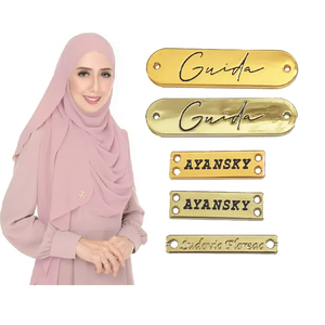 Custom Metal Labels Tags logo Brand Plate <b>Gold</b> Engraved Embossed for Hijab Garment Clothing <b>Clothes</b> and Leather Handbag Bag Wine - Product Image 6
