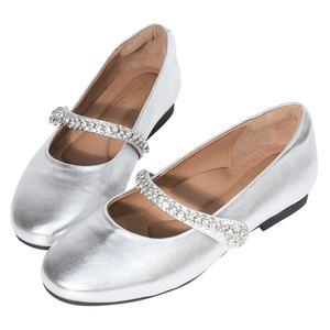 Ann'S Women's Beige Genuine Leather Mary Jane Ballet Flats Pearl Strap <b>Shoes</b> - Product Image 1