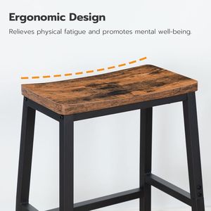 Juego de 2 Taburetes de Bar Industriales de 23.6 Pulgadas, Asientos para Barra de Cocina con Reposapiés, Diseño de Silla de Montar, Sillas de Bar Cómodas para Comedor - Product Image 5