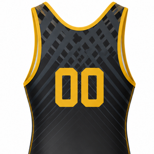 Men Black Gold Sublimated Wrestling Singlet Sleeveless Polyester Wrestling Suit <b>Athletic</b> Match Training Sports Clothing - Product Image 5