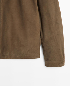 Veste à capuche zippée décontractée pour homme en daim marron 2026, à manches longues, respirante, motif uni, avec fermeture éclair embossée - Product Image 4