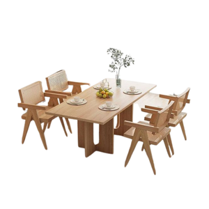 Juego de mesa de comedor de madera maciza de teca con 4 sillas, producto personalizable, juego de restaurante de calidad superior, precio al por mayor - Product Image 3