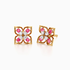Boucles d'oreilles clous florales de luxe en or rose 10K 14K 18K et argent 925 935, serties de pierres précieuses taille poire, inspirées de la nature, pour femme - Product Image 2