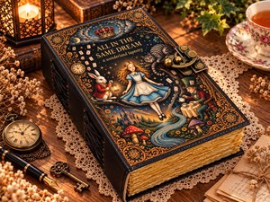 Journal céleste en cuir fait main, couverture souple, multicolore, avec logo en relief, Grimoire fantastique, Journal Alice au pays des merveilles, Cadeau sorcière - Product Image 1