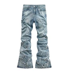 Pantalones Vaqueros Acampanados de Cintura Alta con Pedrería para Mujer, Diseño Brillante, Estilo Y2K Vintage, Pantalones de Mezclilla con Patrón de Campana, Venta al por Mayor - Product Image 4