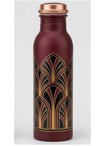 Copper Water Bottle <b>Floral</b> Design Portable Travel Drinkware Antiqued Finish Leak Proof Eco Friendly - Product Image 5