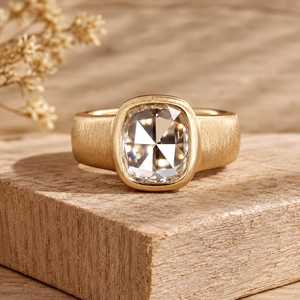 Bague de luxe surprise en or massif 14 carats avec diamant de laboratoire taille coussin 1,20 carat serti clos, bijoux fins pour homme et femme, cadeau pour mariage - Product Image 4