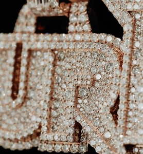 XOUREX Rose 925 silver Plated Moissanite Letter Pendant Hiphop Style Men's Everyday Wear Micro Insert Baguette Cut - Product Image 2