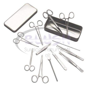 Kit d'instruments de dissection et de pansement pour chirurgie générale, en acier, comprenant pinces manuelles, ciseaux, pinces à épiler et trousse de pansement, par Blush Surgical - Product Image 4