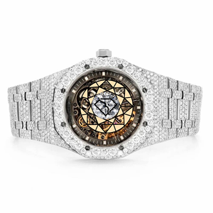Reloj Deportivo de Lujo para Hombre, con Esqueleto de Diamantes Moissanite, Cuarzo, Acero Inoxidable, Esfera de Cristal de 46 mm, Ecológico - Product Image 1