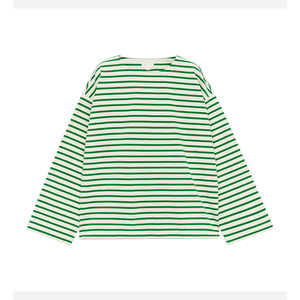 Camiseta de Mujer de Manga Larga a Rayas, Tallas Grandes, de Viscosa y Algodón, con Cobertura Completa del Busto, Cómoda, Tallas Extendidas, Silueta Relajada - Product Image 1