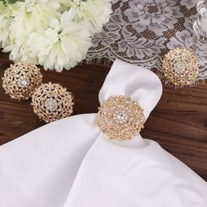 Anneau de serviette en strass en forme de fleur avec perles, décoration de table de mariage, 4,5 cm, style glamour - Product Image 5