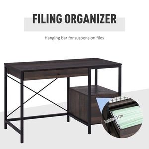 Modern Walnut Brown Solid Wood Computer <b>Desk</b> with <b>Drawer</b> Simple Design Office Writing Table for Home Use MDF Material - Product Image 4