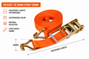 Industrial <b>Cargo</b> Handling Ratchet Tie Down Strap 100mm 10000kg Polyester High Tensile for Load Securing OEM Factory Service - Product Image 4