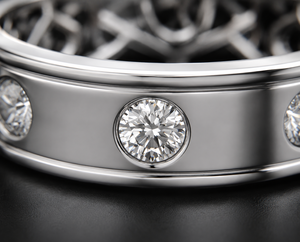 Bague de mariage unisexe en diamant cultivé en laboratoire |   Ensemble de bagues classiques en or 14 carats plaqué rhodium certifié IGI |   GHLAM JEWEL - Product Image 3