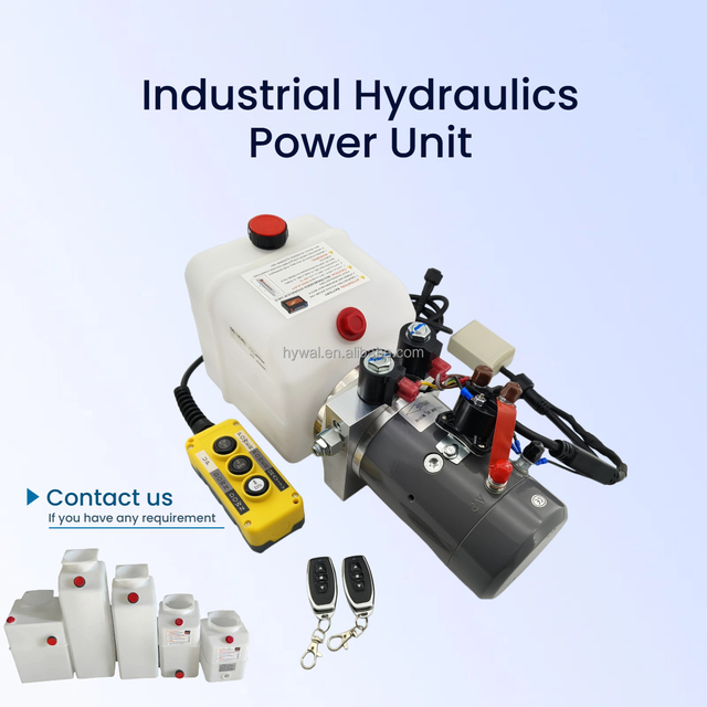 Top Quality 12v 1.6kw Hydraulic Power Pack 4.5m Thicken Cable Wireless Remote 8.6l Nylon Tank for Dump Trailer Pump Fix