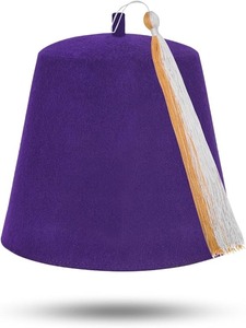 Chapeau Fez maçonnique uni - Laine violette avec diverses couleurs de pompons, type de tissu : 100% laine, instructions d'entretien : Lavage à la main uniquement - Product Image 6