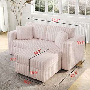 Divano Modulare Morbido per 2 Persone con Sollevamento Idraulico 192 cm, Elegante e Confortevole per Camera da Letto, Abbinabile a Pouf da 80 cm, Ideale per Soggiorno - Product Image 3