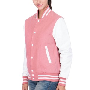 แจ็คเก็ตวาร์ซิตี้สีชมพู แขนเสื้อสีขาว ติดกระดุมด้านหน้า สไตล์เพรปปี้ ทรงปกติ เหมาะสำหรับใส่ในฤดูใบไม้ร่วง - Product Image 5