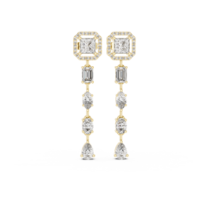 LUXURY DANGLY <b>EARRINGS</b> 2.8CT MIX CUT LAB GROWN <b>DIAMONDS</b> SET IN 18KT ROSE GOLD FOR GLAM WEDDING ENGAGEMENT PARTY GIFTING FOR HER - Product Image 5