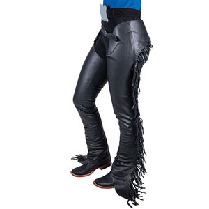Chaps d'équitation western style classique en cuir PU de haute qualité, coupe ajustée, taille haute, double boucle, compression, personnalisables - Product Image 1
