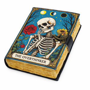 Wholesale Overthinker Gothic Tarot Leather Journal Handmade Blank Book of Shadows Grimoire Witchcraft Spellbook Sketchbook - Product Image 1