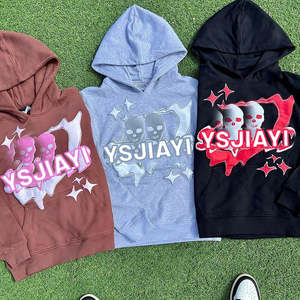 Conjunto de Sudadera con Capucha y Pantalones Deportivos Personalizados para Hombre, de Algodón, con Estampado de Esqueleto y Efecto Puff, de Dos Piezas - Product Image 2