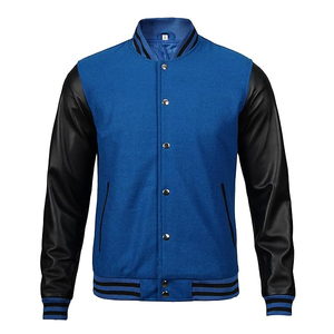 OEM Custom Logo Embroidery Bomber Jackets Leather Sleeves Retro Letterman Baseball Varsity Jacket for <b>Men</b> - Product Image 1