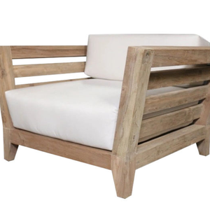 Chaise longue d'extérieur ou d'intérieur en teck, design moderne avec coussin - Durable et polyvalente - Product Image 2