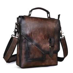 Bolso bandolera de hombro de cuero Crazy Horse para hombre, suministro de fábrica, diseño de maletín elegante para hombre - Product Image 1