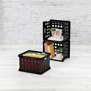 Nestable File Crate 6-Pack <b>Plastic</b> <b>Storage</b> <b>Bins</b> with Handles for Letter or Legal Files Black - Product Image 3