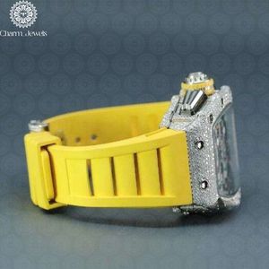 Charm Jewels Luxury Men's Stainless Steel Diamond Watch Stainless Steel Band 40mm Case Mechanical Movement Analog <b>Chronograph</b> 10 - Product Image 2