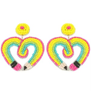 Pendientes de guante de boxeo hechos a mano con cuentas, pendientes largos con borlas de patrón retro, pendientes colgantes coloridos con cuentas en forma de lágrima para - Product Image 3