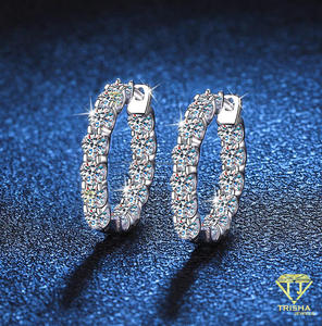 Luxury Moissanite Diamond Huggie Hoop Earrings 925 Sterling <b>Silver</b> Elegant Jewelry Gift - Product Image 5
