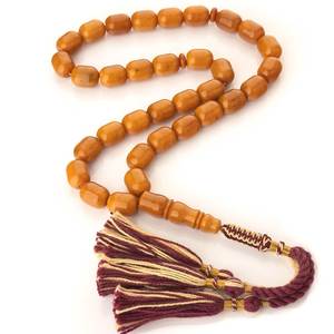 Tasbih musulman en pierre, fait main, écologique, en résine, avec perles d'ambre et turquoise, chapelet de prière, bijou de comptage - Product Image 4