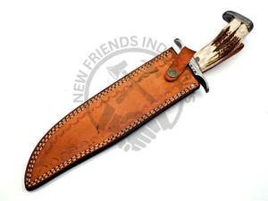 Meilleur Couteau de Chasse et de Survie Artisanal en Acier Damas, Type Bowie à Lame Fixe, Manche en Bois de Cerf, pour le Camping et l'Extérieur, Article de Collection - Product Image 6