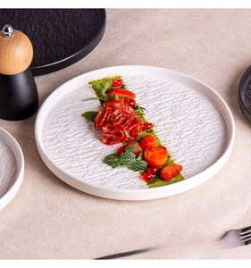 Assiette à steak en pierre noire et blanche, sans BPA, compatible lave-vaisselle, four et micro-ondes, écologique, pour restaurants et usage domestique - Product Image 1